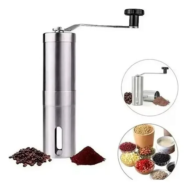 Moedor Triturador De Café Manual Inox Com Manivela Giratória Moer  – Para Grãos de Café e Especiarias