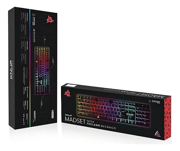 Teclado Gamer Mecânico Usb Switch Blue Português Rgb Knup Cor de teclado Preto Idioma Português Brasil