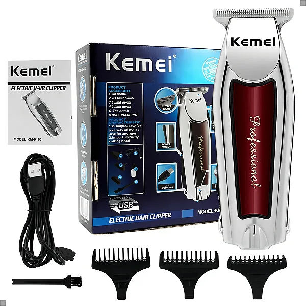 Maquininha De Acabamento Detalhe Cortar Cabelo Barba Profissional S/fio 9163 Atualizado Alta Precisão Bateria Duradoura