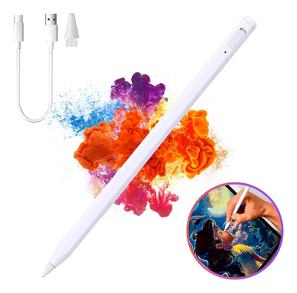 Caneta Stylus Universal Alta Precisão Para Tablet Smartphone Android IOS Pencil Cor Branca