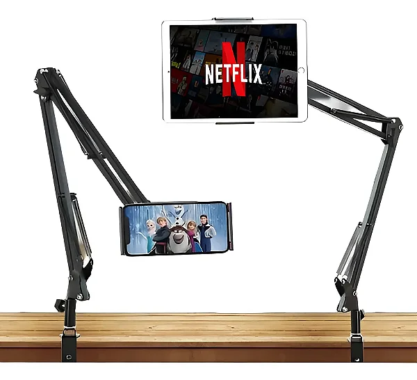 Suporte de Celular Braço Articulável Universal  Preto Flexível para Mesa, Cama, Trabalho e Lives