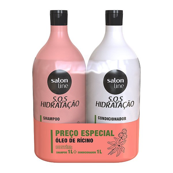 KIT SHAMPOO E CONDICIONADOR SOS TURBINADA 1L COM OLEO DE RICINO
