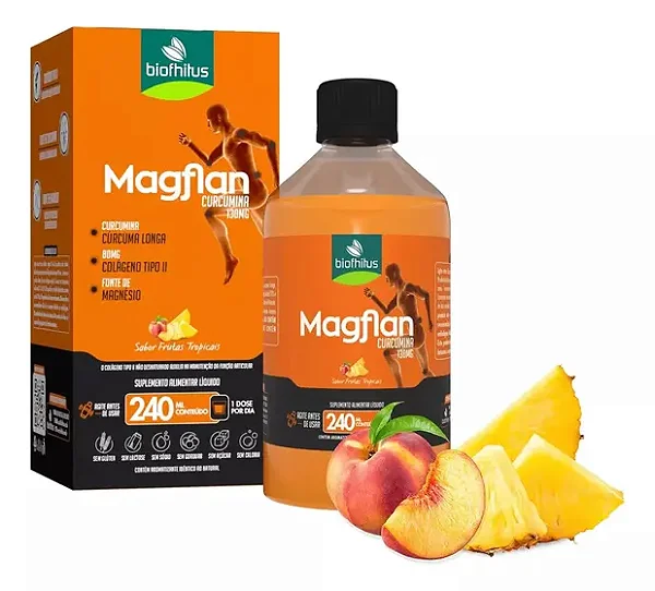 MAGFLAN CURCUMINA 240ML COM COLAGENO TIPO 2 (80mg) E MAGNESIO
