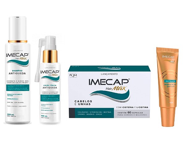 Kit Imecap Tratamento Antiqueda Shampoo Tonico Capsulas e Ampola