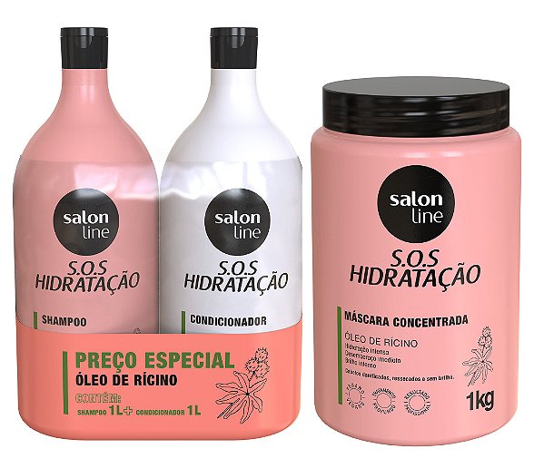 Kit Turbinada Shampoo Condicionador e Mascara Oleo de Rícino