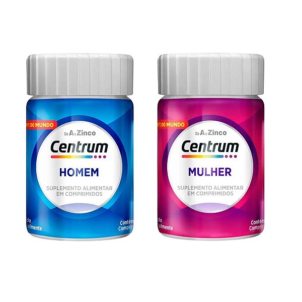 Kit Casal Vitamina Centrum A-Z Homem E Mulher 30 Comprimidos