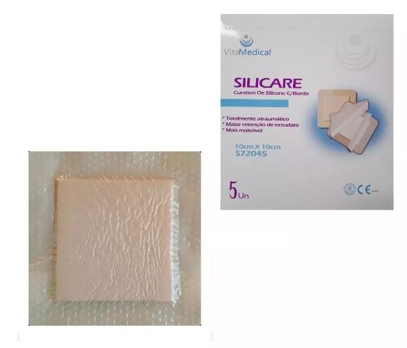 Curativo Silicare De Silicone E Espuma 10x10cm Cx 5un