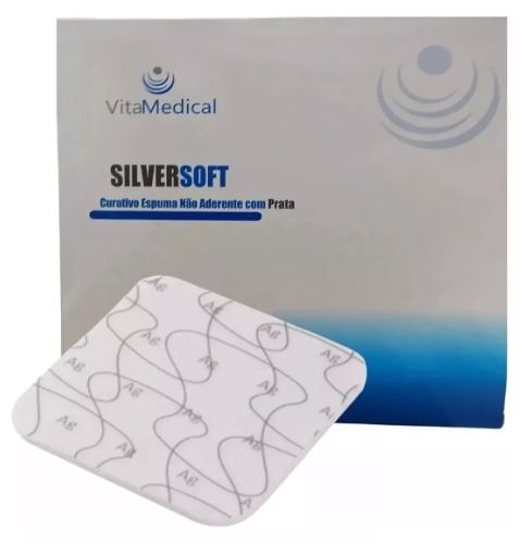 Curativo Silversoft Espuma Não Aderente C/ Prata 10x10 - Cx5 uni