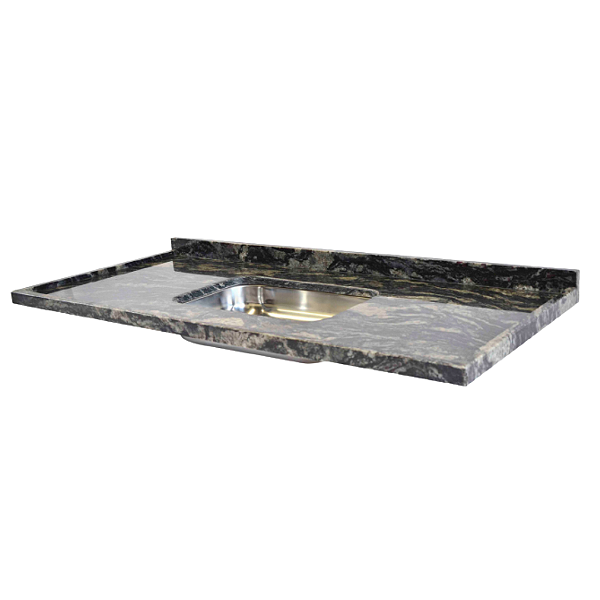 Pia De Cozinha Granito Preto Indiano 2,00x56 Com Cuba Inóx