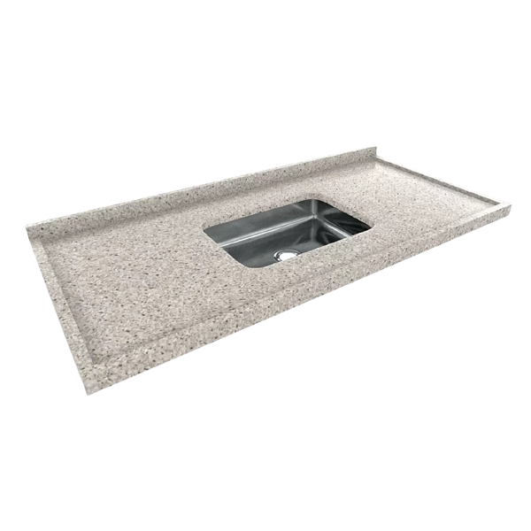 Pia De Cozinha Granito Branco Dallas 1,50x56 Com Cuba Inóx