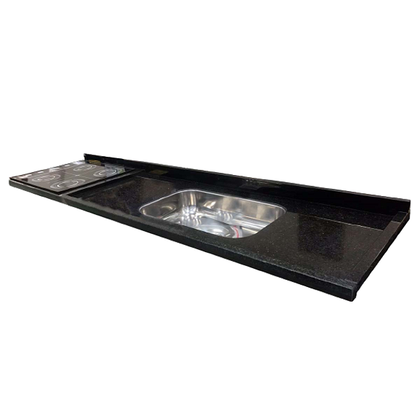 Pia Granito Para Cooktop 5 bocas 1,8x54 com Cuba Inóx Preto Ouro