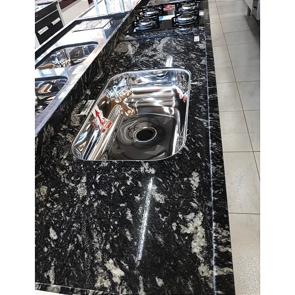 Pia Granito Para Cooktop 5 bocas 1,80x54 com Cuba Inóx Preto Indiano