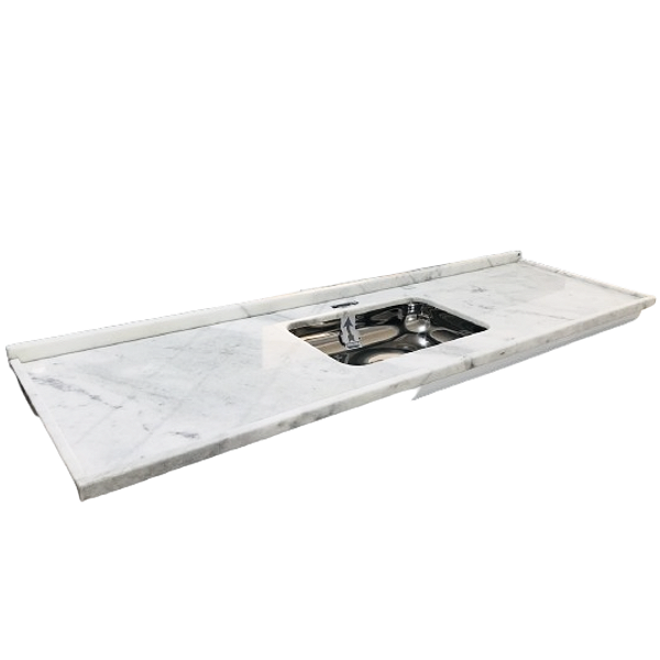 Pia Mármore Natural Branco 1,60 cuba funda