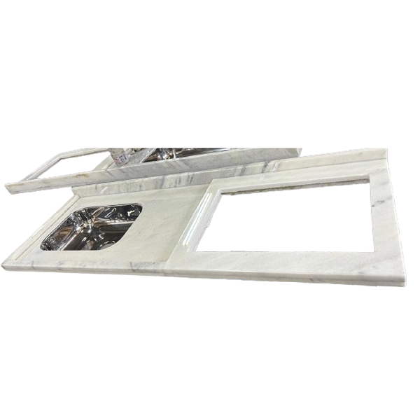 Pia de Cozinha Mármore Branco para Cooktop 1,80x54