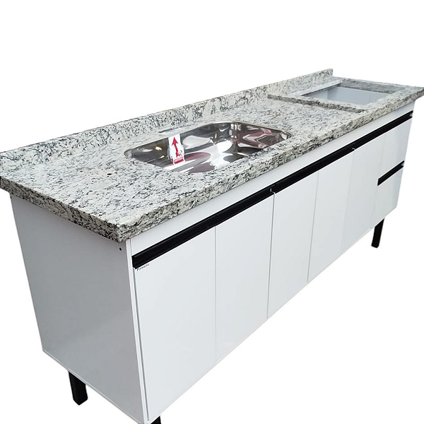 Balcão Color com Pia Marfim para Cooktop 1,8m