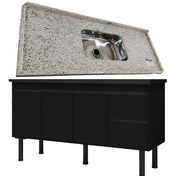 Balcão Color com Pia Branco Dallas 1,20