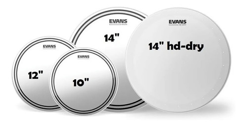 Kit De Peles Evans Ec2s 10 / 12 / 14 + Hd Dry Porosa 14''