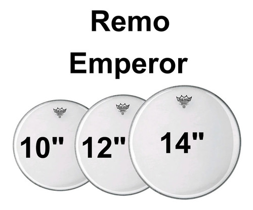 Kit De Peles Remo Emperor Clear -  10  12  14  Transparente