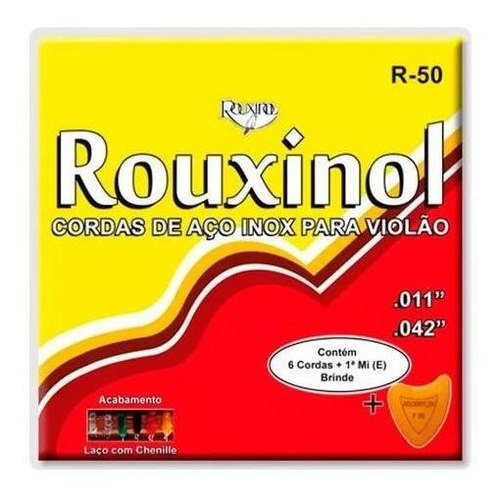 Jogo De Cordas Violão Rouxinol R50 Aço Bronze C/ Bolinha