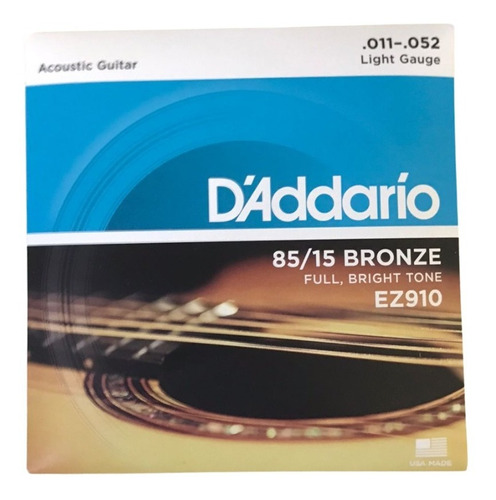 Encordoamento Violão Aço Daddario Ez910 011 Bronze