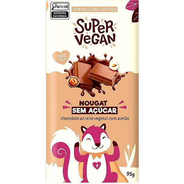 Chocolate Leite de Arroz S/ Açúcar C/ Avelãs Super Vegan 95g