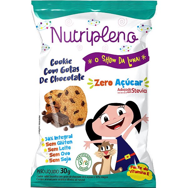 Cookie Gotas Chocolate S/ Açúcar Show Luna Nutripleno 30g