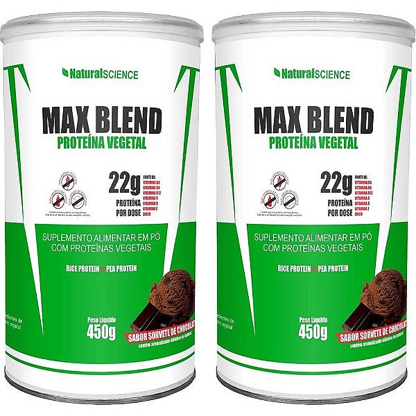 Kit 2 Proteína Max Blend Sorvete Choco. Natural Science 450g