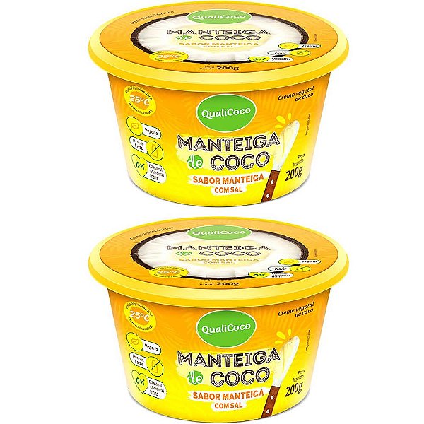 Kit 2 Manteiga de Coco Sabor Manteiga Com Sal QualiCoco 200g