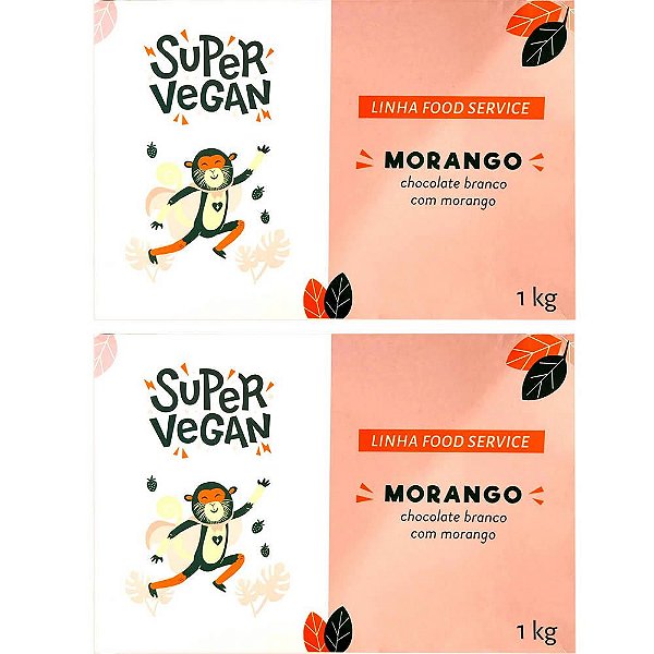 Kit 2 Chocolate Branco C/ Morango Super Vegan 1kg - Vegano
