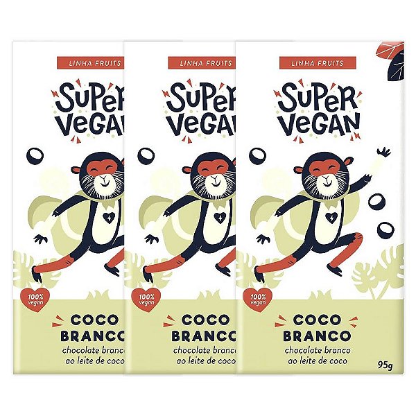 Kit 3 Chocolate Branco ao Leite de Coco Super Vegan 95g