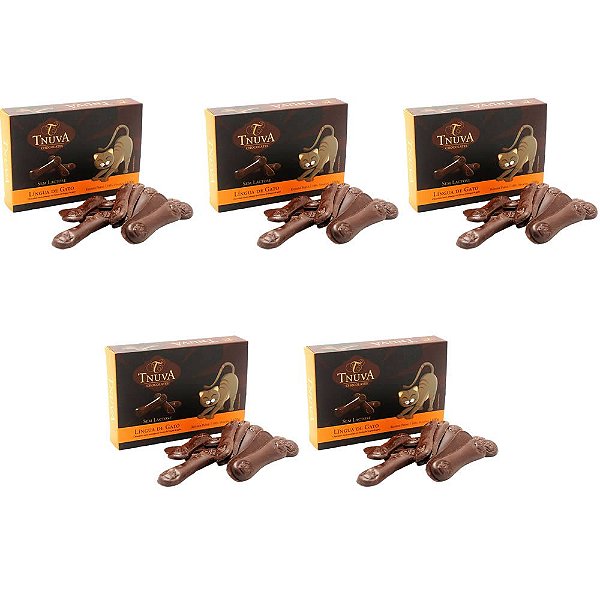 Kit 5 Língua de Gato Chocolate Meio Amargo Tnuva 100g Vegano