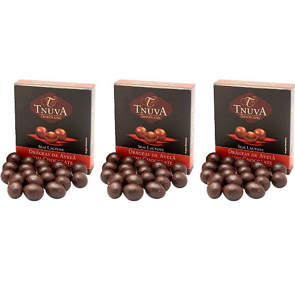 Kit 3 Drágeas de Avelã com Chocolate Tnuva 50g - Vegano