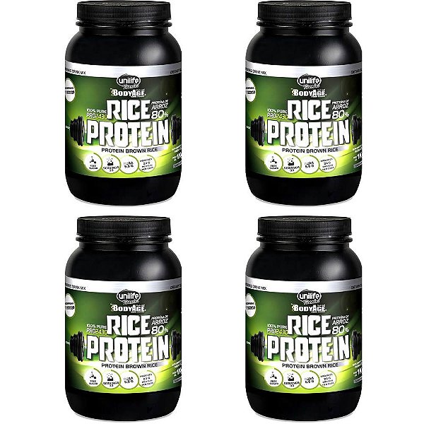 Kit 4 Rice Protein Proteína Arroz Natural Unilife 1kg Vegano