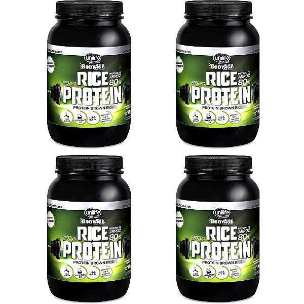 Kit 4 Rice Protein Proteína de Arroz Chocolate Unilife 1kg