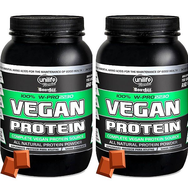 Kit 2 Vegan Protein W-Pro Chocolate Unilife 900g Vegano