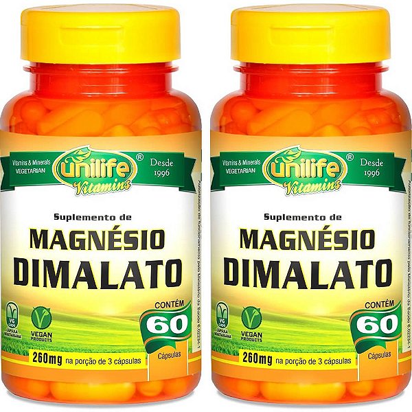 Kit 2 Magnésio Dimalato Unilife 60 cápsulas - Vegano