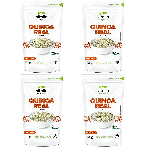 Kit 4 Quinoa Real em Flocos Orgânica Vitalin 120g