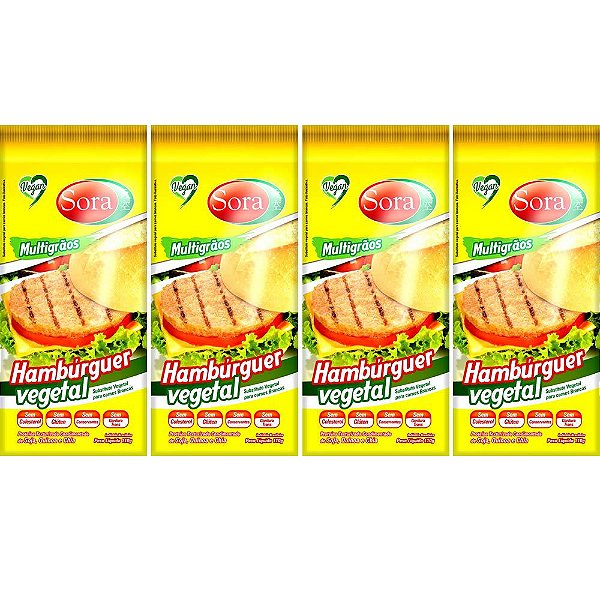 Kit 4 Hambúrguer Vegetal Carne Branca Sora 110g - Vegano