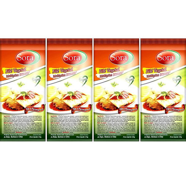 Kit 4 Filé Vegetal Carne Branca Sora 125g - Vegano