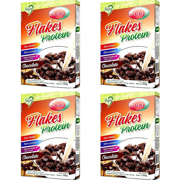 Kit 4 Flakes Protein Sabor Chocolate Sora 120g - Vegano
