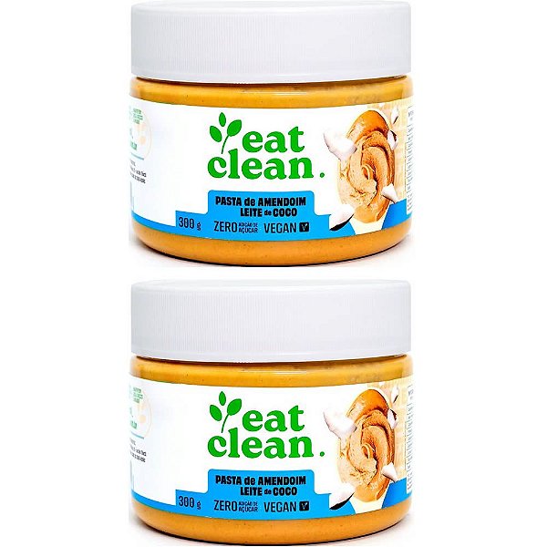 Kit 2 Pasta Amendoim Leite de Coco Eat Clean 300g - Vegano