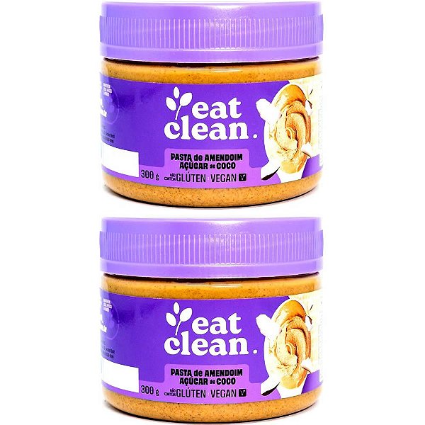 Kit 2 Pasta Amendoim C/ Açúcar de Coco Eat Clean 300g Vegano
