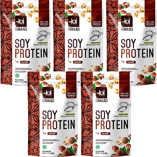 Kit 5 Soy Protein (escolha o sabor) Rakkau 600g - Vegano - Proteína