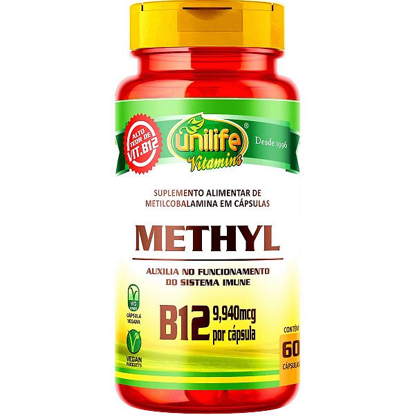 Vitamina B12 Methyl Metilcobalamina Unilife 60 Cáp. - Vegano