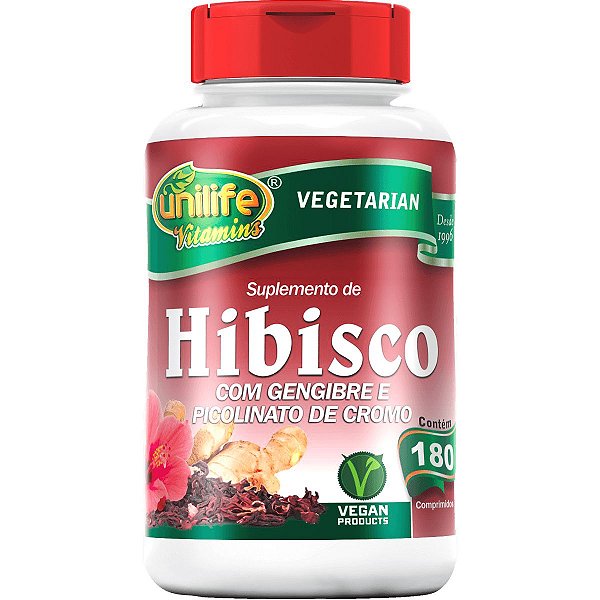 Hibisco C/ Gengibre e Picolinato Cromo Unilife 180 Comp.
