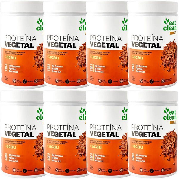 Kit 8 Proteína Vegetal Cacau Eat Clean 600g - Proteína Vegana