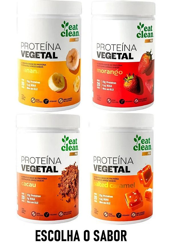 Kit 4 Vegan Protein (escolha o sabor) Eat Clean 600g Vegano