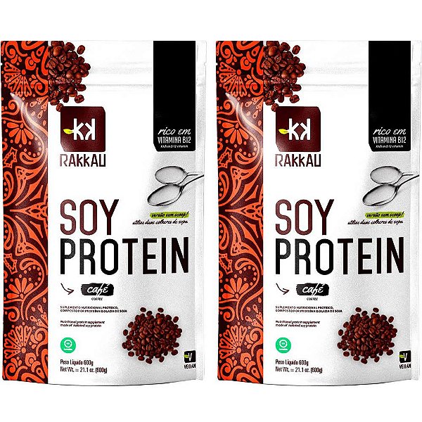 Kit 2 Soy Protein Café Rakkau 600g - Vegano - Proteína