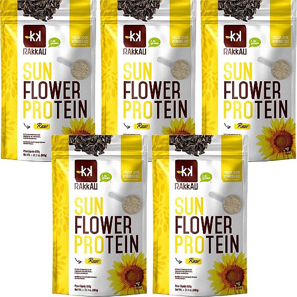 Kit 5 Sun Flower Protein Natural Rakkau 600g Vegano