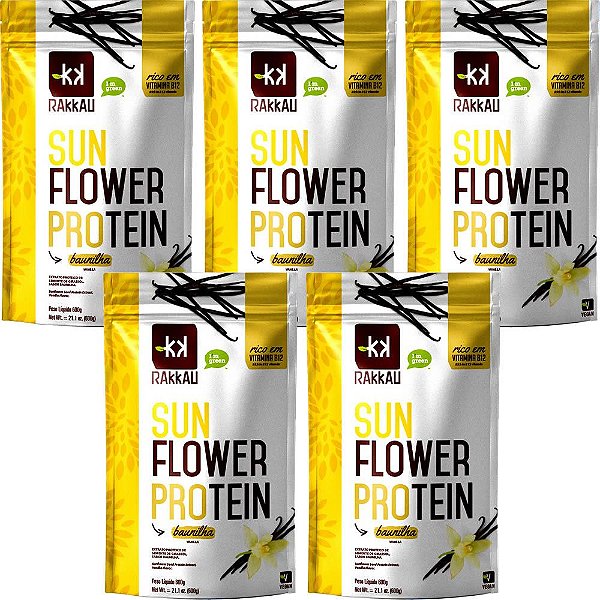 Kit 5 Sun Flower Protein Baunilha Rakkau 600g Vegano